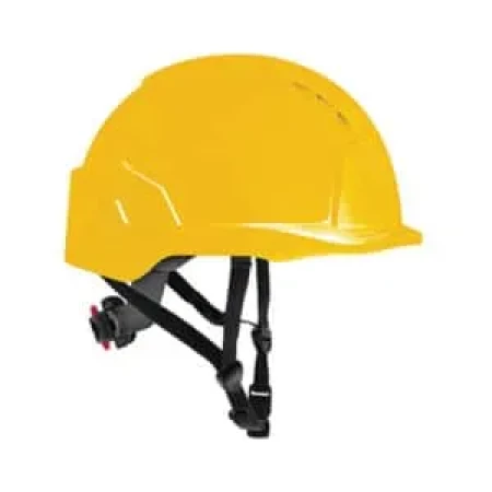 Casque de sécurité jaune avec jugulaire ajustable
